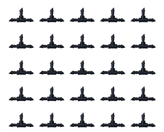 Sowaka 30 Pcs Drip Irrigation Fittings Kit Black 1/4 Inch Tube End Goof Hole Plugs Irrigation Stoppers for Drip Systems Home Garden Lawn Supplies (Tee)