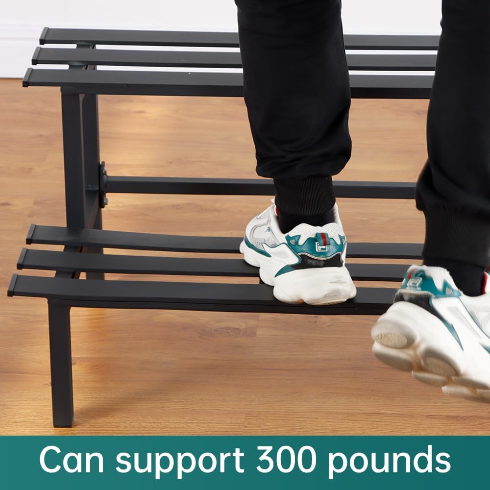 Sturdy 2-Tier Metal Plant Stand for Outdoor & Indoor, Decorative Planter Display Shelf Unit for Garden Patio Balcony Living Room