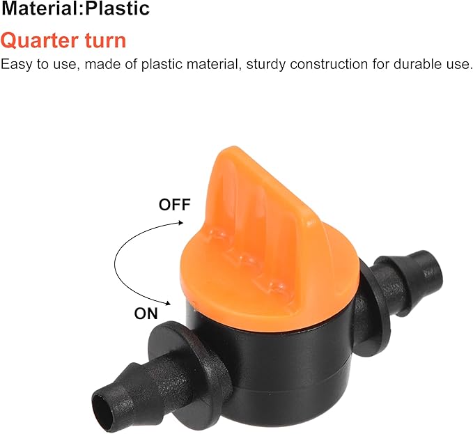 MECCANIXITY Micro Ball Valve 1/4" Barb Connector Shut Off Switch Plastic for Irrigation Drip Tube 4 Pack