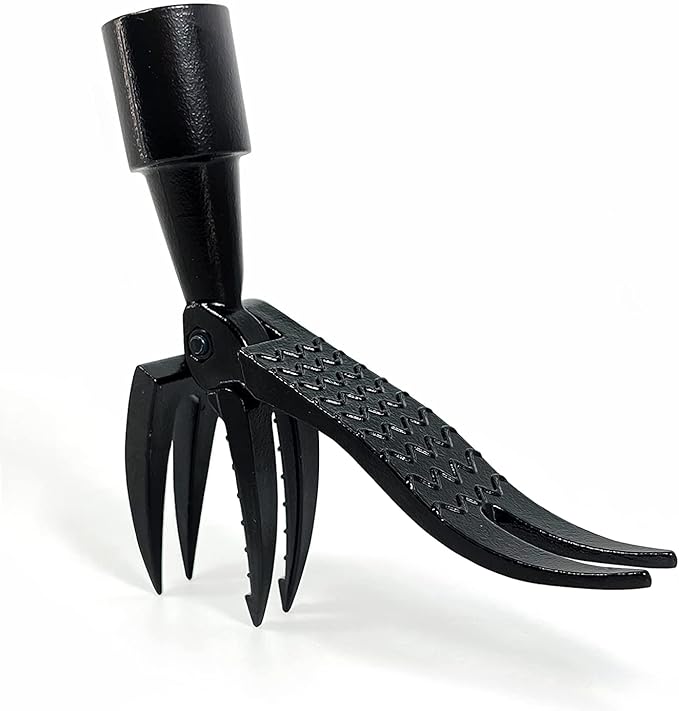 Weed Removal Head Replacement Tool, 4-Claw Steel Head Design, Manual Weeding Tool, Black