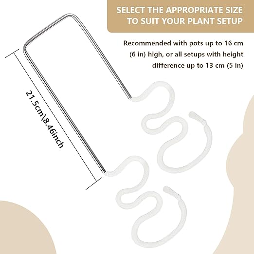 2Pcs Self-Watering Wick System, Stainless Steel Plant Automatic Watering Device with Self Watering Capillary Wick Cord, Passive Lazy Automatic Drip Irrigation for House Plants (S)