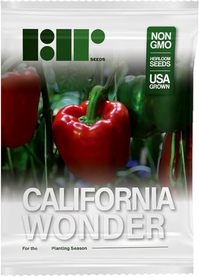 Bell Pepper Seeds for Planting - California Wonder - Heirloom Non-GMO Pepper Seeds for Planting - 100 Seeds - Sweet Pepper Matures from Green to Red by RDR Seeds
