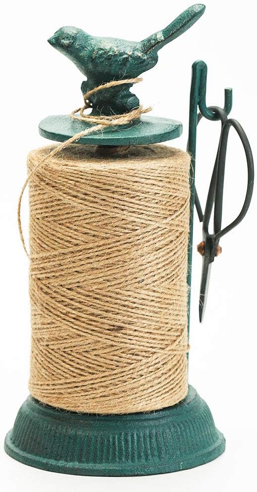 Sungmor Cast Iron Garden Twine Holder Set - 1300ft. Natural Jute Twine String & Rope Rack & Scissors - Decorative & Practical Home Arts Crafts Tools for Picture Display Gift Wrapping Packing Gardening