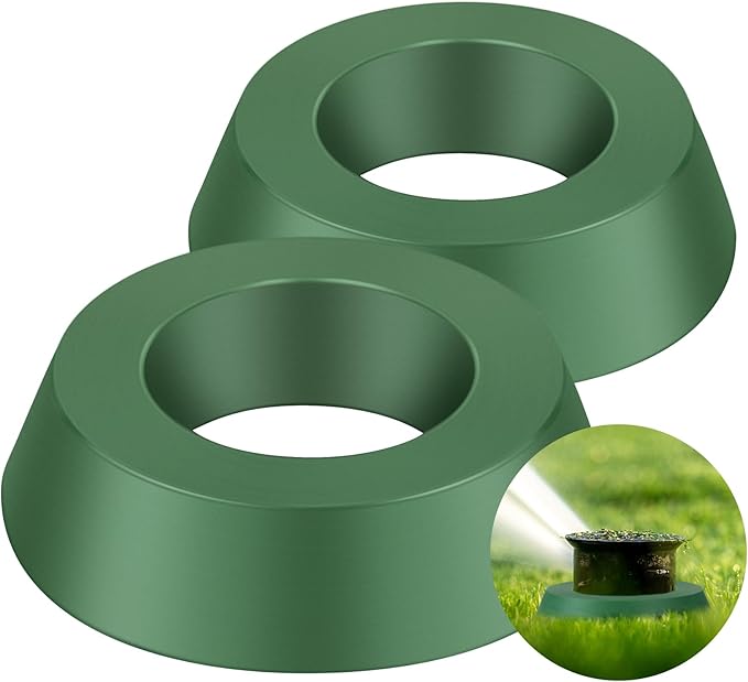 Yaomiao 6.3 Inch Sprinkler Head Protector Plastic Sprinkler Spray Guard Doughnut Green Nylon Sprinkler Guards, Reduce Sprinkler System Damage from Cars and Lawn Mowers, for Use on Rotary Type (2 Pcs)