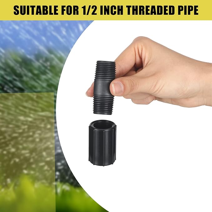Yaomiao 5 Pcs Sprinkler Head Pipe Riser Extension 1/2 Inch MPT PVC Double Male Pipe Thread Sprinkler Riser for Lawn Irrigation System Automatic Irrigation Connector Raised Pipe (2 Inch)