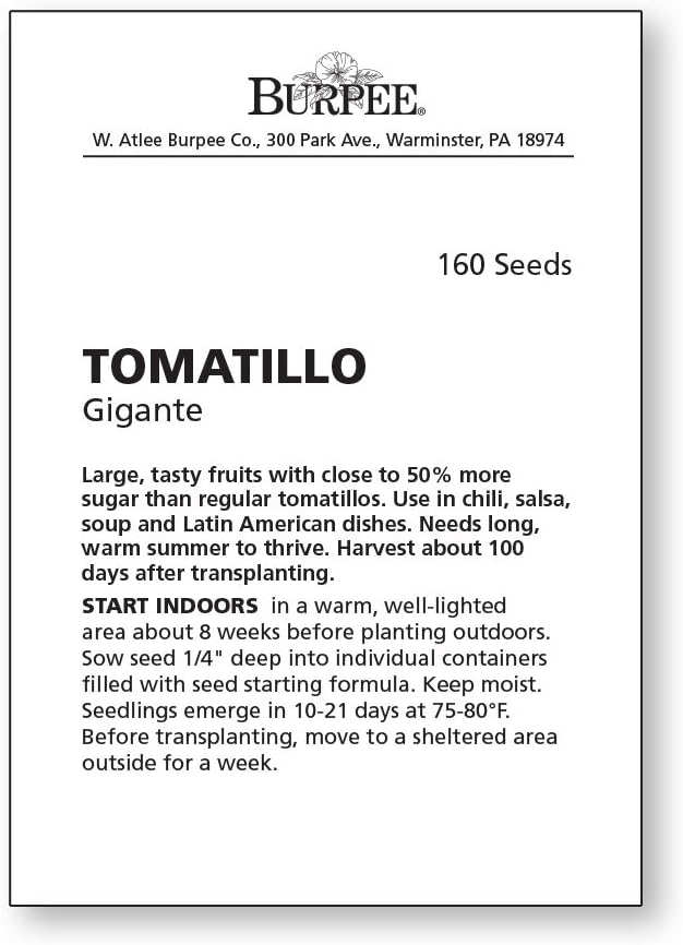 Burpee Gigante Tomatillo Seeds 160 seeds