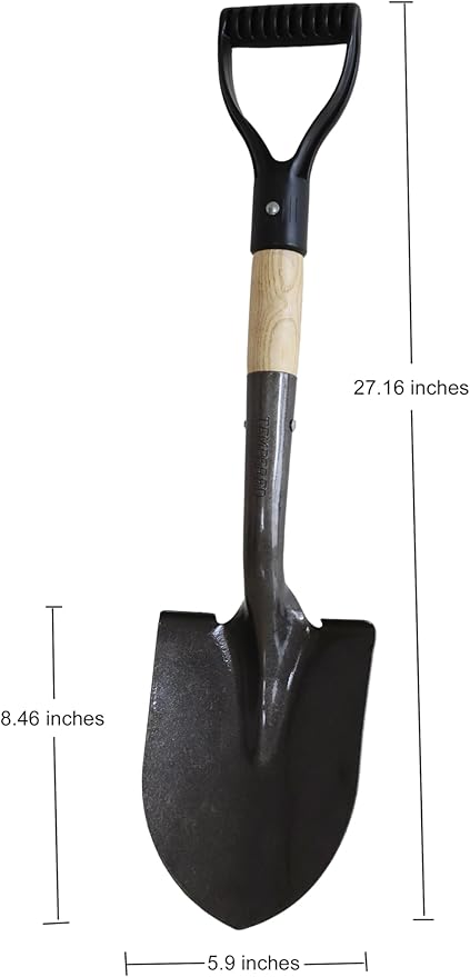 Kylin Shovel Set Garden Digging Shovels Combo Square Flat Roud Point Shovel with Long North Hard Wood D-Grip Handle Yard Tools Set