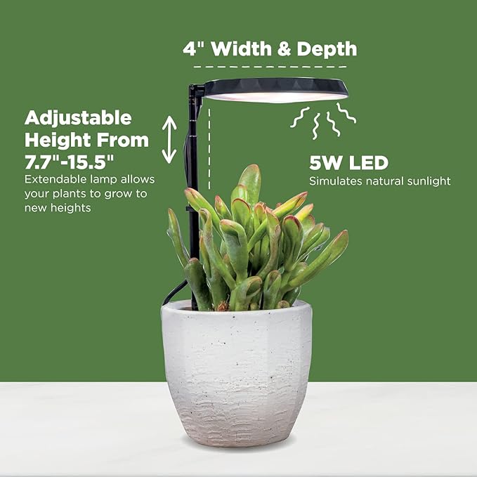 AeroGarden Stem Grow Light for Indoor Plants, Grow Live Plants Anywhere in The Home, Adjustable Light Modes, Black (Only Light)