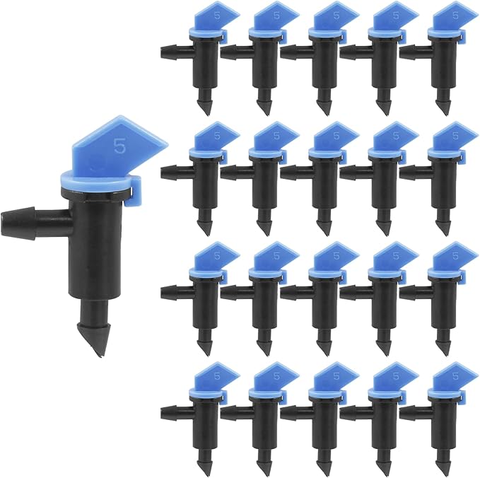 60 Pack 2GPH Drip Emitter Drip Emitters 8L/H Flag Irrigation Dripper for 4mm/7mm Hose for Garden Lawn, Blue