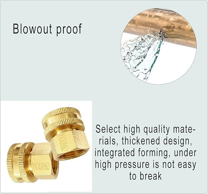 YOUHO Garden Hose Adapter Double Female Brass Swivel Thread Size 1/2" NPT (F) to 3/4" NH (F) Garden Pipe Joint Extension Repair Fitting（1 Pack）
