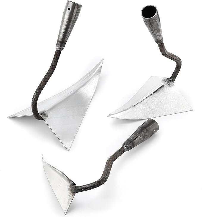 3 PCS Hoe Garden Tool Set, Hardened Hoe Garden Planting Hoe, Triangle Gardening Hoe with Sharp Blade, Hand Plow Hoe for Digging, Backyard Weeding, Loosing Soil