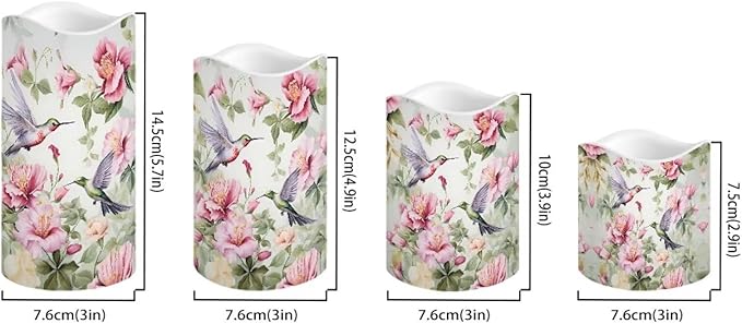 Ystardream Hummingbird Flower Flameless Candles with Remote Battery Operated Candles Elegant Realistic LED Candles with Remote and Timer Set of 4 for Valentines Home Wedding Birthdays