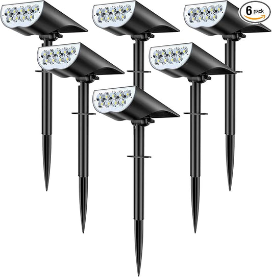 BAXIA TECHNOLOGY Solar Spot Lights Outdoor Waterproof, 3 Lighting Modes Solar Landscape Lights, Dusk to Dawn Spot Light for Yard Garden Pathway Driveway, Warm White, 6 Pack
