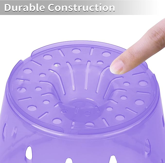 Orchid Pot, 6.7 Inch 8 Pack Orchid Pots with Holes and Saucers,Plastic Orchid Planter - Purple Amethyst