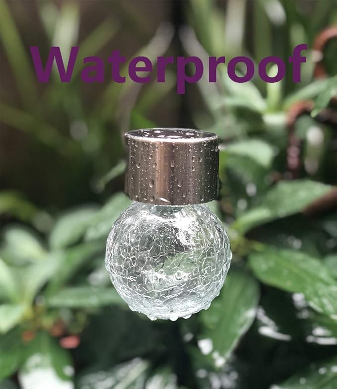 Hanging Solar Powered Warm White LED Light, Cracked Glass Ball Light, Waterproof Outdoor Christmas Decorative Lantern for Garden, Yard, Patio, Lawn (Single Color, 1)