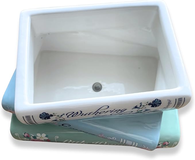 Steel Mill & Co Original Small Book-Shaped Decorative Planter, Ceramic Planter for Home Decor, Cute Bookshelf Decor, Unique Planter for Book Lovers, Classic Titles Bookstack