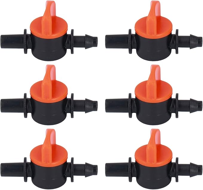 50 pcs Drip Irrigation Shut Off Valve，1/4 Inch Garden Hose Valve, Plastic Water Hose Valve Fit 1/4 Inch Drip Irrigation Valve Tubing