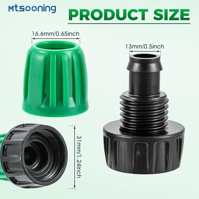 Mtsooning 12PCS 1/2" Drip Irrigation Tubing Faucet Adapter,Plastic 3/4" to 1/2" Garden Faucet Hose Connector,for Garden Hose Repair Drip Irrigation Parts