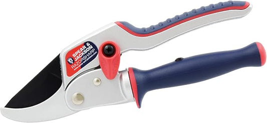 Spear & Jackson 6458RS Razorsharp Ratchet Anvil Pruners / Pruning Shears with Rotating Ergonomic Handle, Blue, 21.5 x 6.5 x 2.5 cm
