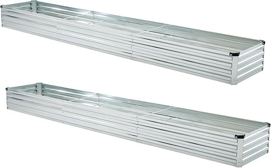 12x2x1ft(2 Pack) Galvanized Raised Garden Bed,Outdoor Planter Box Metal Patio Kit Planting Bed for Vegetables Flowers and Succulents,Silver