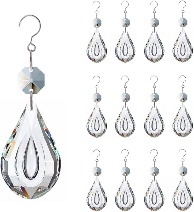 12pcs Crystal Suncatchers, Hanging Crystals Chandelier Prisms for Windows, Rainbow Maker Home Decoration