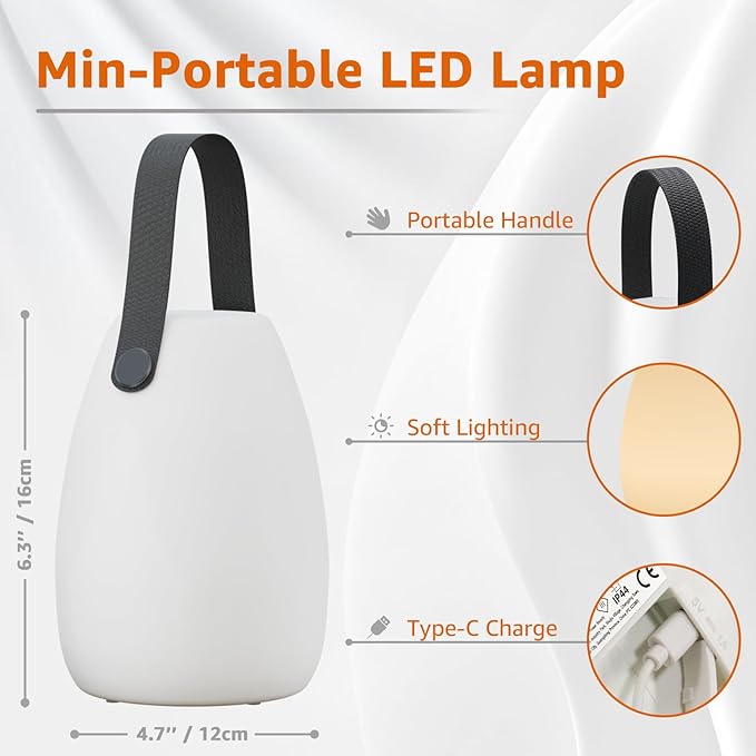 uuffoo 2 Pack Portable Outdoor Table Lamp, Dimmable Cordless Lamp with Remote and 7 RGB Colors IP44 Waterproof Hanging Lamp Indoor/Outdoor Night Lamp Lantern for Bedroom Garden Dining Camping