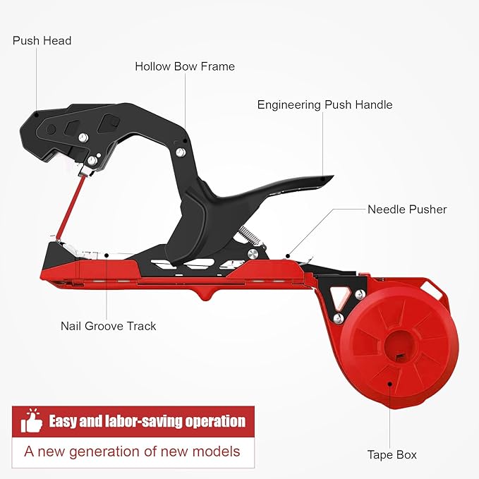 Plant Tying Machine, Lightweight Plant Tie Machine, Tapener Tying Tool with 10000pcs Staples 20 Rolls Tape for Tomatoes Grapes Cucumbers Climbing Plants