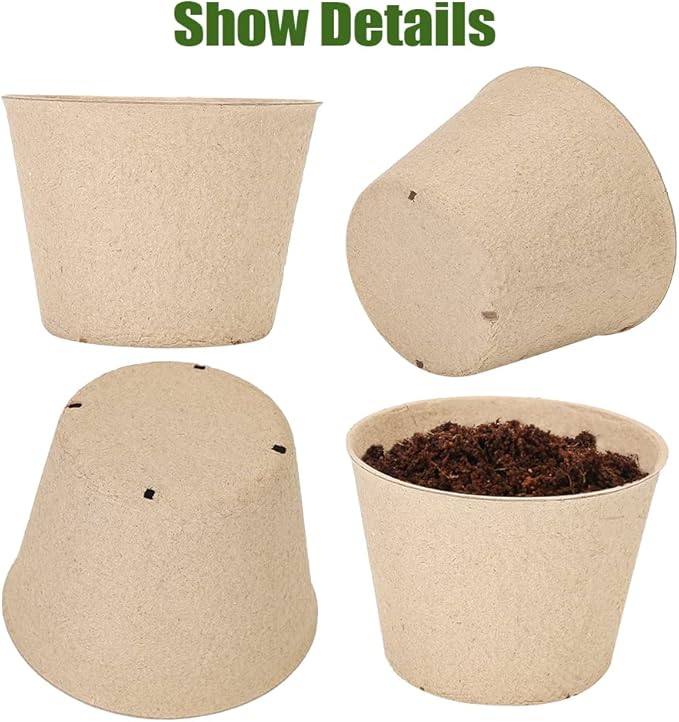 Seed Starter Trays, 126 Packs 4 Inch Round Biodegradable Peat Pots, Seed Starting Pots with Drainage Holes Round Nursery Pot