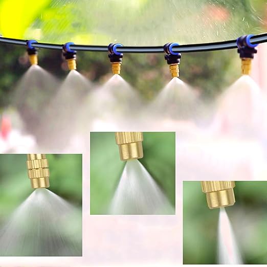 66FT Copper Atomizer Hanging Plant Watering System, Greenhouse Mist Drip Irrigation Kit, Garden Watering with Blank Tubing and Misting Nozzles, Quick Connector Design Automatic Irrigation System.