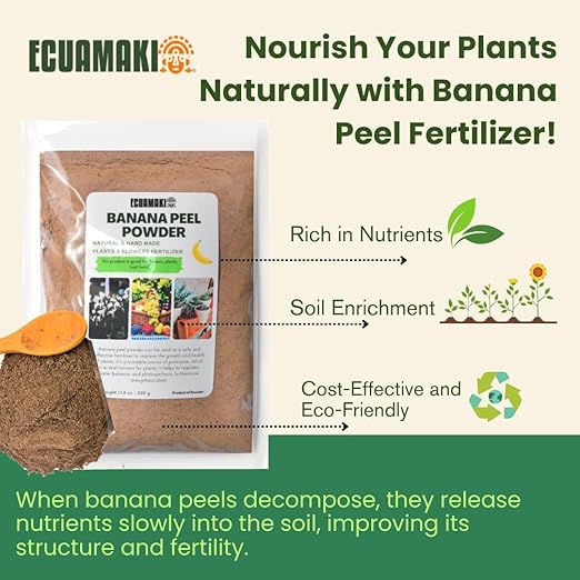 3 Pack Natural Banana Peel Powder Fertilizer - Nutrient-Rich Potassium Fertilizer, Slow Release Fertilizer for Thriving Gardens and Indoor Plants, EMFPack3
