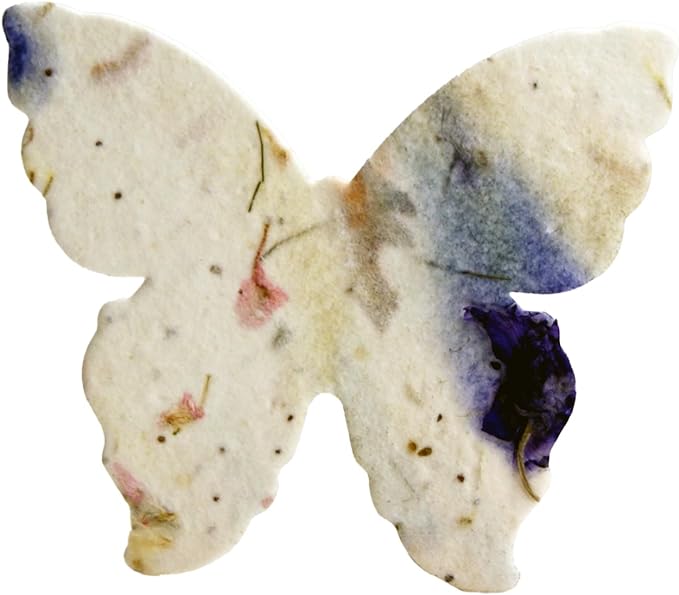 Of The Earth Handmade Paper - Wildflower Seed Paper Butterfly Shape - Large 3" - Set of 24 (45s Purple Recycled)