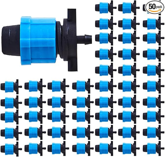 50pcs 5/8" Drip Tape Connectors with 1/4" Barb for Drip Irrigation Hose Mainline 6mm Drill Hole, Drip Irrigation Tube Connectors, Drip Tape Sprinkler RK0617 Starter 1/4" Barb x 5/8" Tape Swivel