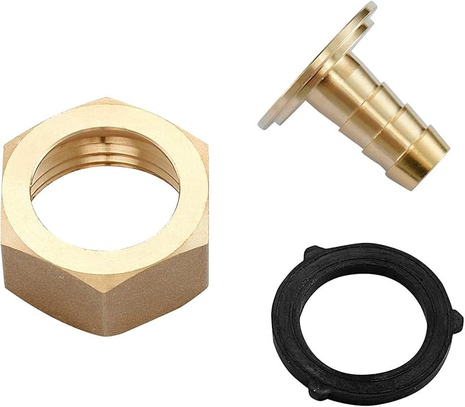 2PCS Premiunm Brass Water Hose Pipe Swivel Connector,1/2" Barb x 3/4 inch Female GHT Adapter,Copper Fitting with Stainless Clamp for House/Boat/Lawn/Power Wash/Irrigation