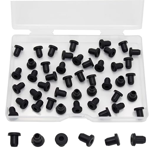 3/16 Inch Drill Hole, 1/8 Inch ID Silicone Rubber Grommets for Wiring, Automotive, Firewall Hole Plug, Small Top Hat Grommets for Vinyl Tubing in Hydroponic and Irrigation Systems, 45 Pack