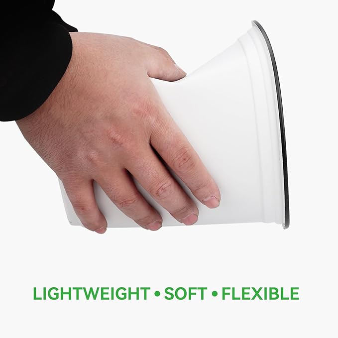 GROWNEER 24 Set 6" 1 Gallon for Plants Flexible Nursery Pot with Drainage Hole and 15 Pcs Plant Labels Flower Plant Container for Indoor Outdoor Seedlings Vegetables Succulents(White)