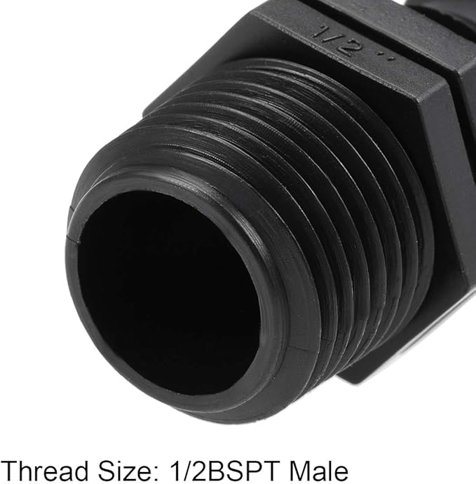 uxcell Barb Drip Pipe Connector 1/2 BSPT Male Thread 16PE Hose Fitting for Garden Agricultural Irrigation System, Plastic 5pcs