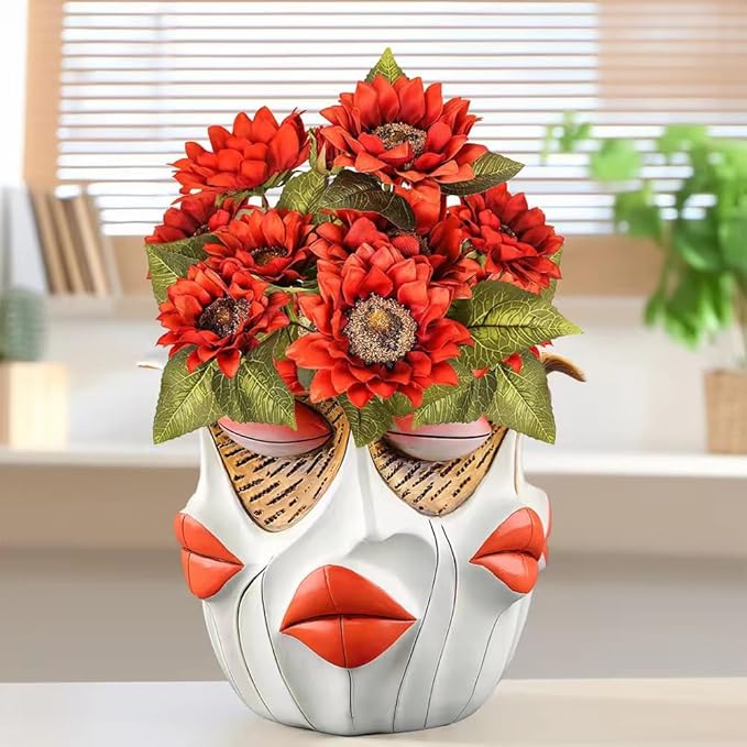 TOZLU Picasso Brutalist Abstract Beauty Face Flower Pot Ornaments Abstract Face Flower Pots Abstract Head Planter Pots Container Colorful Face Art Abstract Resin Flower Pot (face Flower Pot)