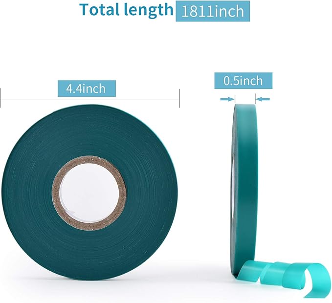 10 Pcs 150 Feet x 1/2" Wide Stretch Tie Tape Green Plant Garden Tie, Garden Vinyl Stake for Branches, Climbing Planters, Flowers
