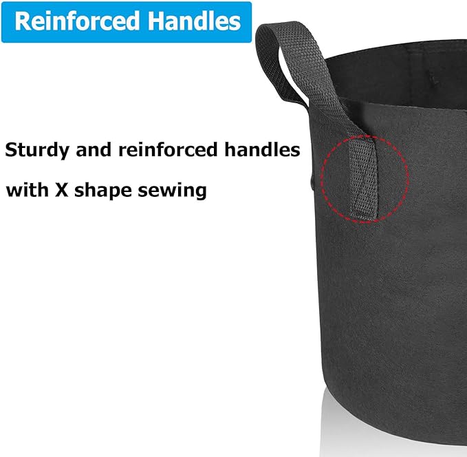 12 Packs 10 Gallon Grow Bags, Heavy Duty 300G Thickened Nonwoven Fabric Plant Pots with Handle