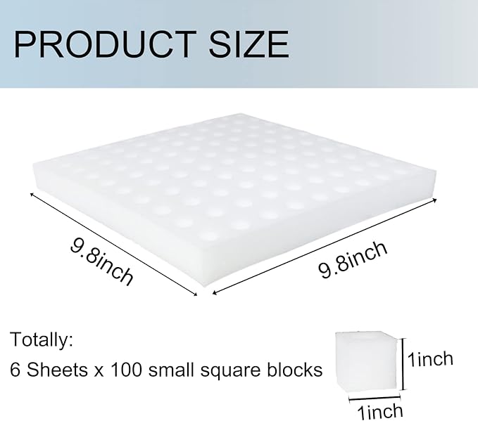 600 Pcs Hydroponic Sponges, Soil-Less Cultivation Planting Gardening Tool, Square Seedling Sponges for Small Bud Growth
