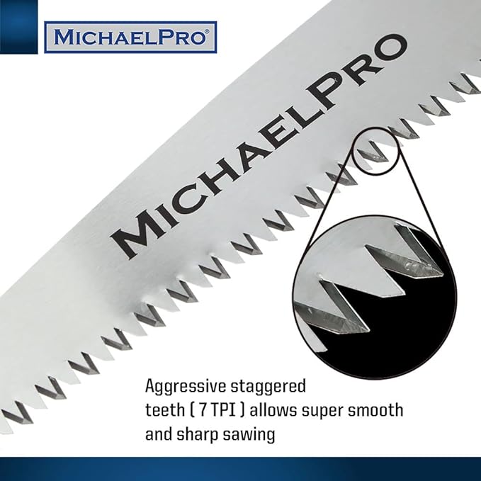 MichaelPro MP010024 Folding Hand Saw, Pruning Saw | 7” Rugged Blade Hand Saw with Non-Slip Grip for Tree Pruning, Camping, Gardening, Hunting. Cutting Wood, PVC
