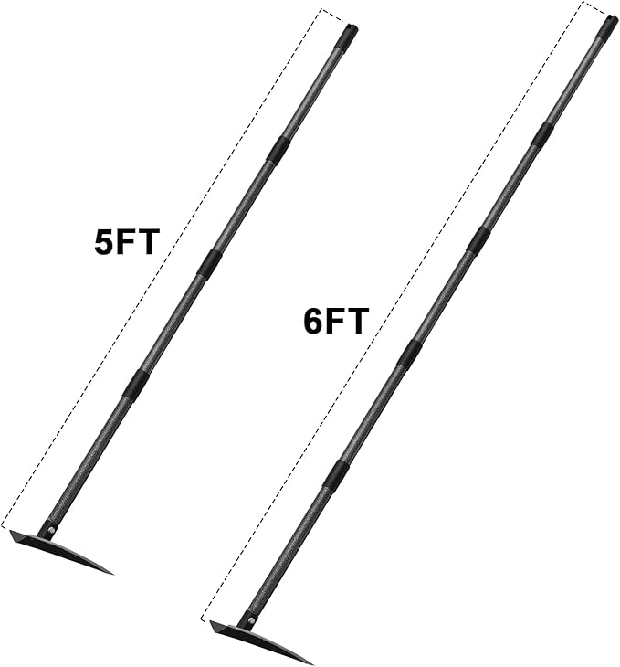 Hoe Garden Tool,60 Inch Garden Hoe Triangle Gardening Hoe with Sharp Blade for Digging,Weeding,Cutting and Loosing Soil,Adjustable Length Metal Handle(5 FT)