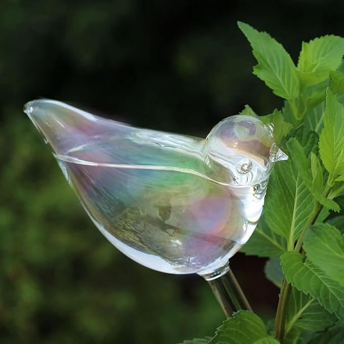 Mkono Plant Self Watering Globes Glass Water Bulbs for Planter Insert, Bird Shape Self Watering Devices Automatic Plant Waterer Spikes for Indoor Outdoor Plants, Gifts for Plant Lovers, 2 Pack