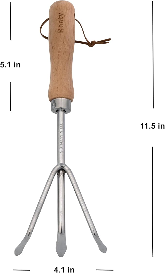 Rooty Gardening Tool Set 3 Pieces Stainless Steel Heavy Duty Gardening Kit Includes 2 Sizes of Hand Trowels and Cultivator Easy for Garden Cultivating Soil Lossening Transplanting Digging