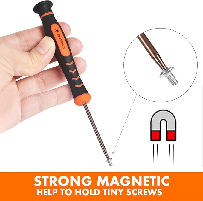 TECKMAN 10 in 1 Torx Screwdriver Set with T3 T4 T5 T6 T8 T10 Security Torx Bit & ESD Tweezers,Magnetic Screwdrivers Precision Repair Kit for Xbox,PS4,Macbook,Computer,Doorbell & Folding knife