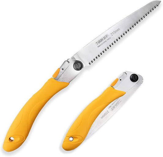 Hand Folding Pruning Saw 8 Inch Wood Tree Saw Japanese Pull Saw Razor Teeth Saw for Bone Wood Camping Backpacking Trimming Bushcraft Hunting, SK-5 Steel Blade with Non-Slip Rugged Handle.