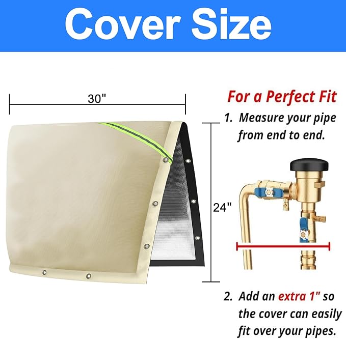 Opening Backflow Preventer Pipe Insulation Cover,Irrigation Sprinkler Valve Cover,Water Well Pump Cover,Sturdy 5 Layers Hydrant Cover for Winter Freeze Protection