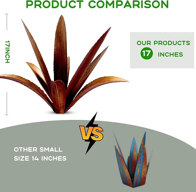 DIY Metal Agave Plant Art Yard Tequila Art Sculpture, Tequila Rustic Garden Sculpture Statue Outdoor Decor,Agave Metal Plants for Yard, Garden Lawn Ornaments (9 Leaves -Yellow)