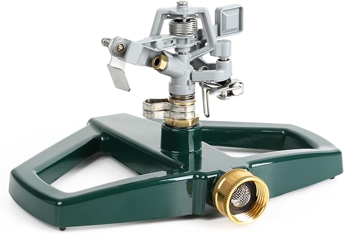 STYDDI Sprinklers for Yard, Metal Impact Sprinkler with Metal Base, Heavy Duty Adjustable Circular Impulse Lawn Sprinkler for Medium to Large Lawn, Yard and Areas, Water Coverage up to 5,800 Sq. Ft