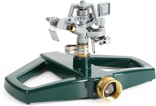 STYDDI Sprinklers for Yard, Metal Impact Sprinkler with Metal Base, Heavy Duty Adjustable Circular Impulse Lawn Sprinkler for Medium to Large Lawn, Yard and Areas, Water Coverage up to 5,800 Sq. Ft